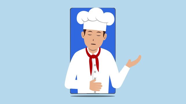 Smartphone With Male Chef Animation Video 4K suitable for your project needs