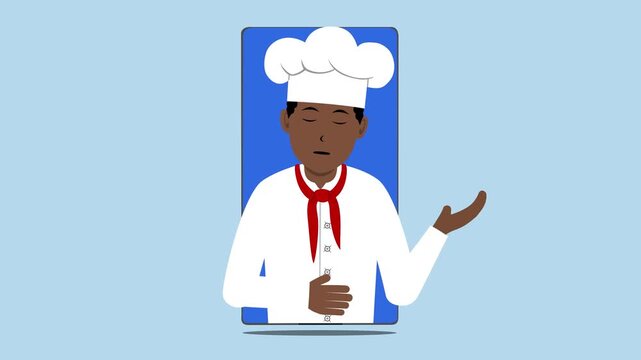  Smartphone With Black Male Chef Animation Video 4K suitable for your project needs