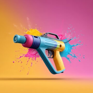 Holi Color Gun (Pichkari) Festive Background for Festival of Colors Celebration Photo.