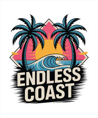 Endless Coast Retro Beach Sunset Typography Design