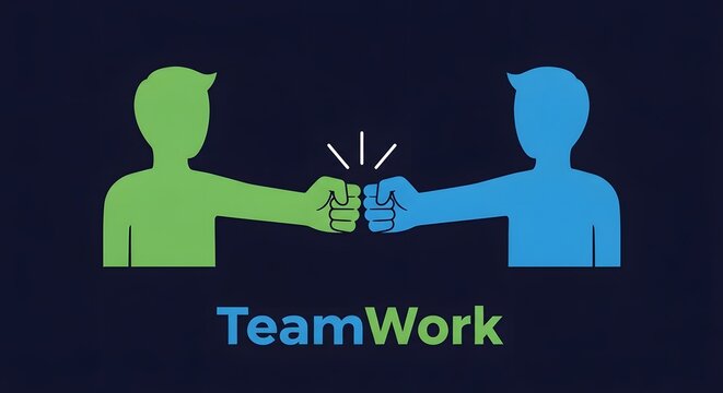 Teamwork concept with two silhouettes shaking hands