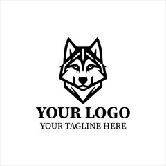 Fototapeta premium Minimal Wolf Head Logo Vector – Modern Geometric Husky and Wolf Mascot Line Art Emblem Collection