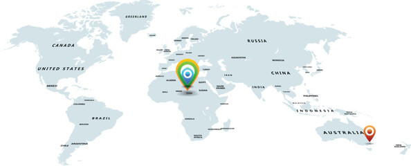 Labeled political world map with country names educational infographic © Pixora Creative