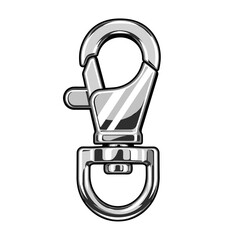 Metallic lanyard hook with a sleek design isolated on a clean white background, showcasing shiny details and modern style