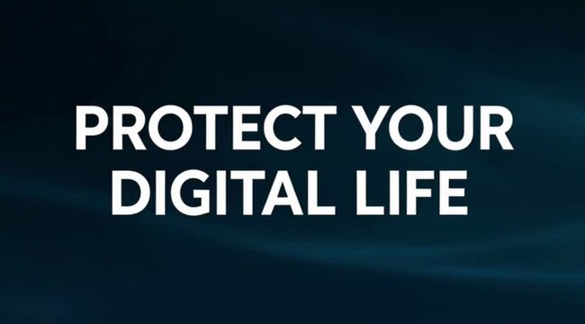 Protect Your Digital Life Awareness Message with Subtle Background Motion