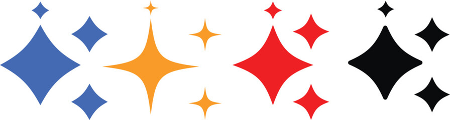 Obraz premium vector illustration Sparkles symbol. Red ,blue and yellow sparkle shapes isolated on white background.