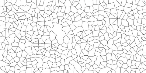 Obraz premium Abstract geometric pattern of interlocking lines and shapes on white background. Isolated Cracked Screen Design on Transparent Background. Abstract white geometric background with organic Voronoi cell