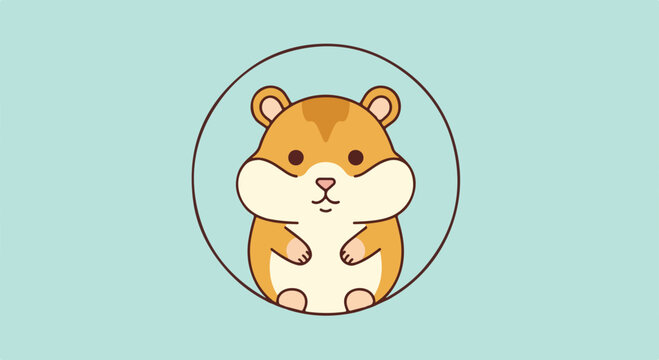 Cute hamster in a bubble on a light blue background vector illustration for kids or pets