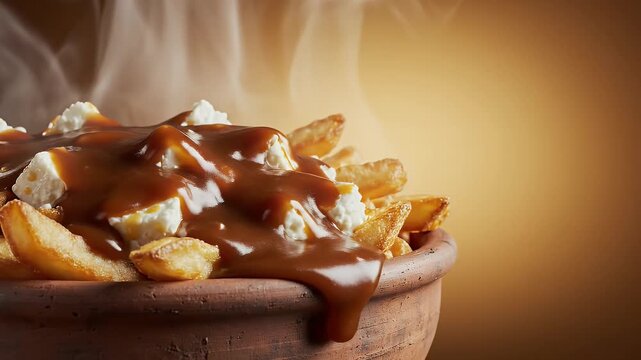 National Poutine Day: Classic Canadian Dish with Golden French Fries, Melted Cheese Curds & Savory Gravy