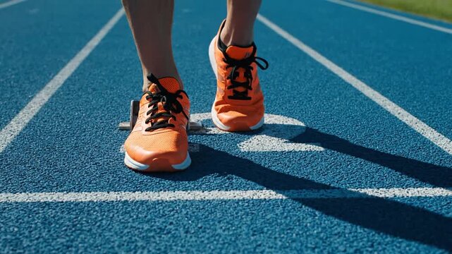Runner in blocks ready to sprint.