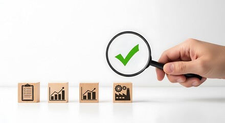 Examining options with a magnifying glass to select the best choice