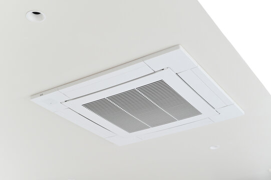 Ceiling air conditioner vent white modern interior cooling ventilation technology square clean climate control appliance grid home office building system equipment contemporary ceiling mounted