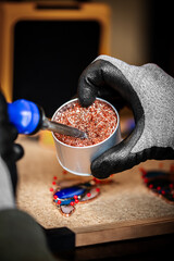 cleaning the soldering iron