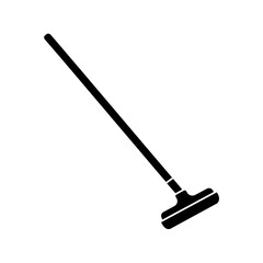 Curling Silhouette Vector Black and White on White Background, Winter Olympics Ice Curling Sport Icon Illustration