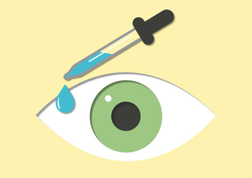 Eye drop application, illustration