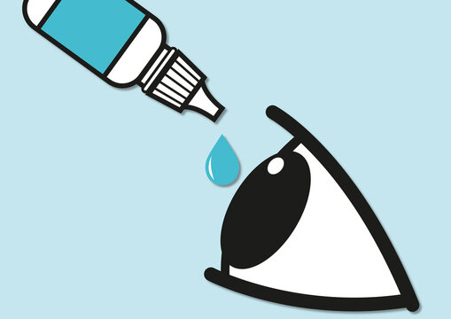 Eye drop application, illustration