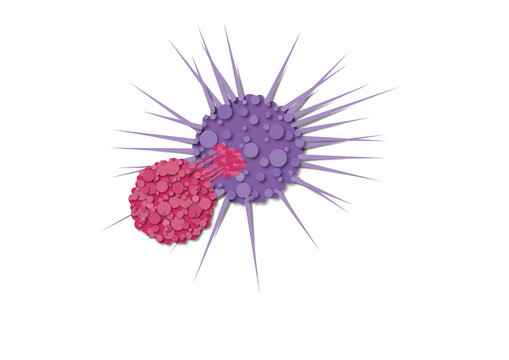Immune response to cancer cell, conceptual illustration