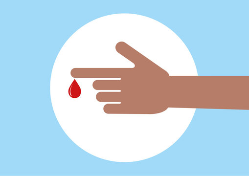 Finger prick blood test, conceptual illustration