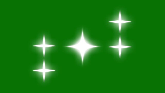 Elegant fairy twinkle star animation with bright shimmering dust and blinking retro vector stars, smooth glitter shine explosion effect for festive party and Christmas backgrounds in 4K. green