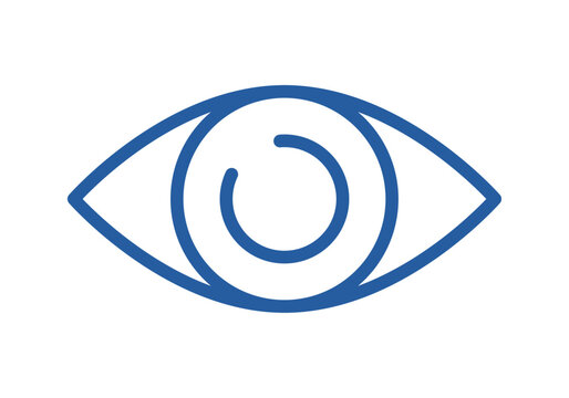 Icono ojo azul en estilo lineal 