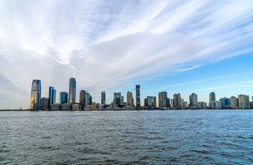 Fototapeta premium The scenic view of New York skyscrapers as a silhouette of New York City.