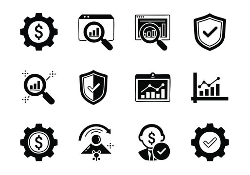 Business Analytics Icons. Finance, Strategy, Growth, Security Icons.