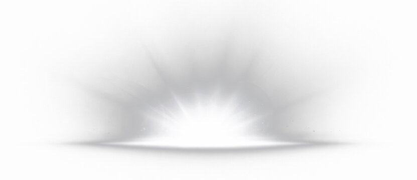 Bright glowing light burst, abstract energy explosion with rays and radiant flare effect design element on transparent background
