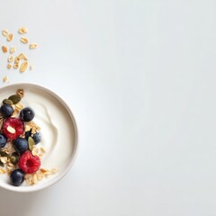 Healthy Yogurt Breakfast Bowl with Fruits Minimal Composition