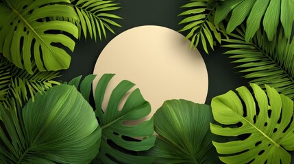 Tropical Leaves Framing a Circular Blank Space