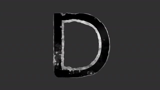 A black and white animated peeling sticker in a grunge printed style with roughened torn paper edges.
