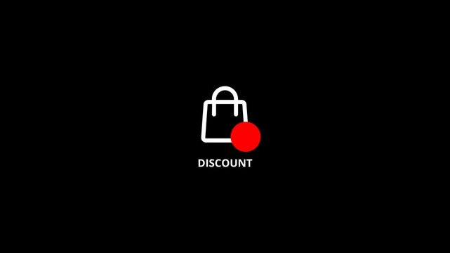 49% discount with shopping bag animation on a black background for immediate shopping.