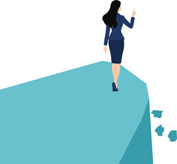 崖の上に立つビジネスウーマンのイラスト