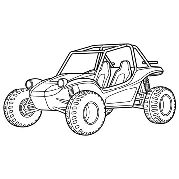 dune buggy illustration vector style coloring page 