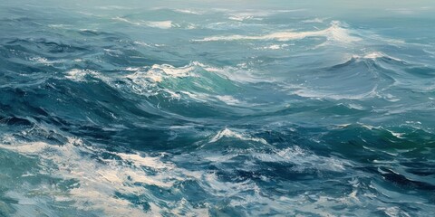 Vibrant ocean waves painting.