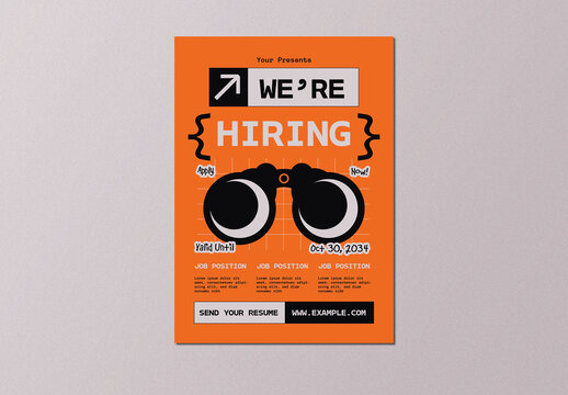 Orange Mono Playful We&rsquo;re Hiring Flyer
