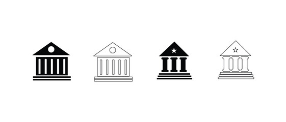 Fototapeta premium Four architectural elements with triangular roofs and columns