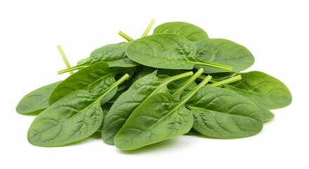 Fototapeta premium Nutritious Spinach Stack with Fresh Ingredients on Light Background Perfect for Healthy Dishes