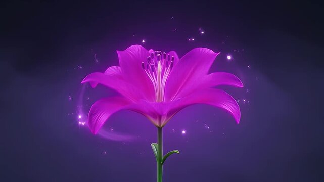 A beautiful purple flower with a long stem on a dark background