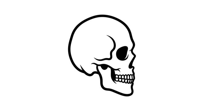Human Skull Side View Illustration.