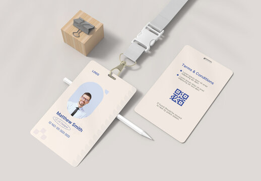 Minimal Employee Id Card Design Template with Badge Layout