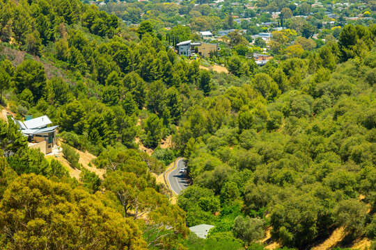 Aerial view of the city, Adelaide, from mountain top, Mount Osmond, Adelaide, South Australia, Australia