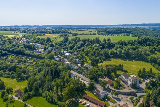 Ausblick auf die Region Ostw&uuml;rttemberg rund um Ellwangen aus der Vogelperspektive