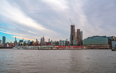 The scenic view of New York skyscrapers as a silhouette of New York City.