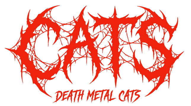 Red Spiky Death Metal Band Logo Typography "CATS" Parody