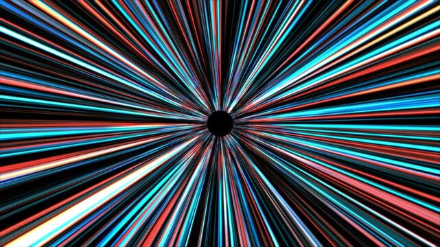 Hyperspace warp tunnel with light speed effect for sci-fi films, space travel scenes, and cinematic trailers. Epic seamless loop perfect for title sequences. Ultra HD 4K.