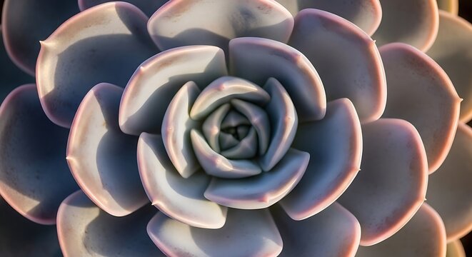 Close-up succulent rosette with powdery farina in soft lavender-gray tones
