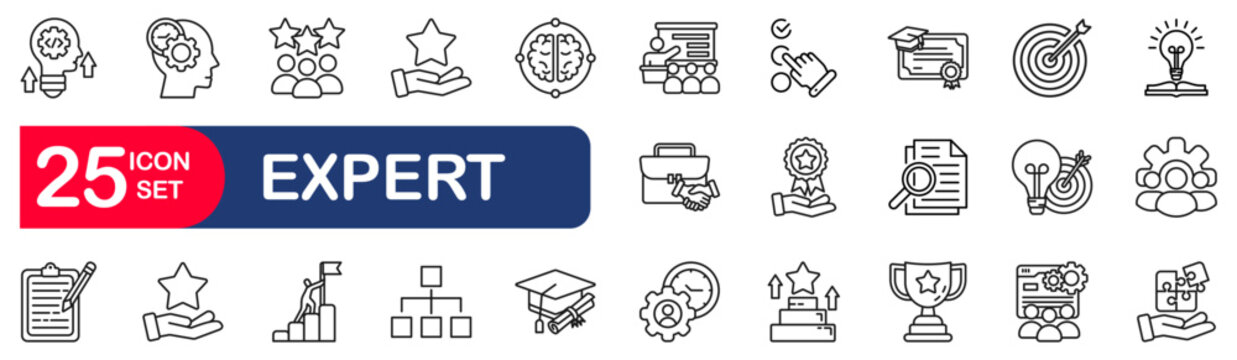 Expert icon set. Editable line icons.