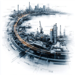 Fototapeta premium Futuristic digital landscape of a smart process automation system.