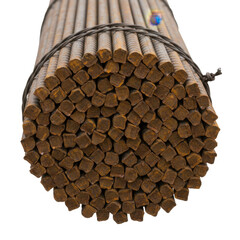Bundle of Rusty Metal Rebar Rods Tied Together