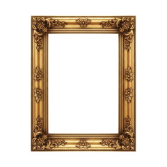 Ornate gold picture frame isolated on white background